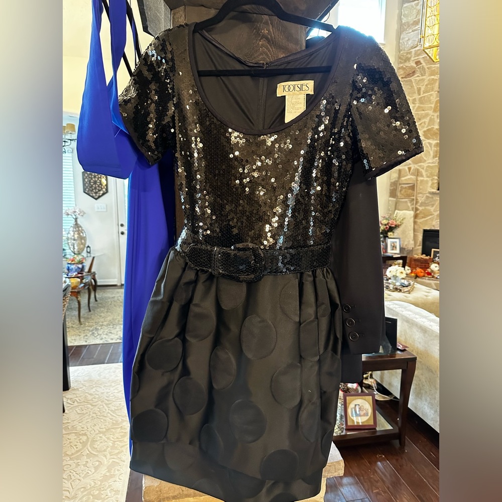 Custom Made by Tootsies Sequin Dress with belt.